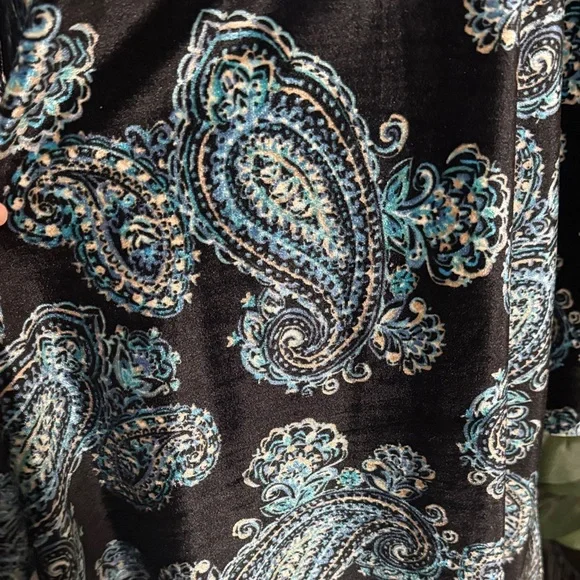 Sandra Darren Black and Blue Paisley Velvet Dress Size 8 - Picture 3 of 10